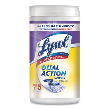 LYSOL® Brand Dual Action Disinfecting Wipes, Citrus, 7 X 7.5, 75-canister, 6-carton freeshipping - TVN Wholesale